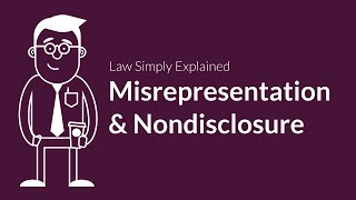 Misrepresentation and Nondisclosure  Contracts  Defenses amp Excuses [upl. by Bunns289]