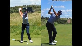 Justin Thomas golf swing  Long Iron faceon amp downtheline July 2017 [upl. by Scibert]