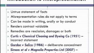 Misrepresentation Lecture 1 of 4 [upl. by Rochelle653]